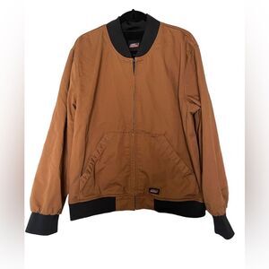 Dickies Brown & Black Bomber Jacket SZ XL Zip Closure Work Wear Outdoors Rugged